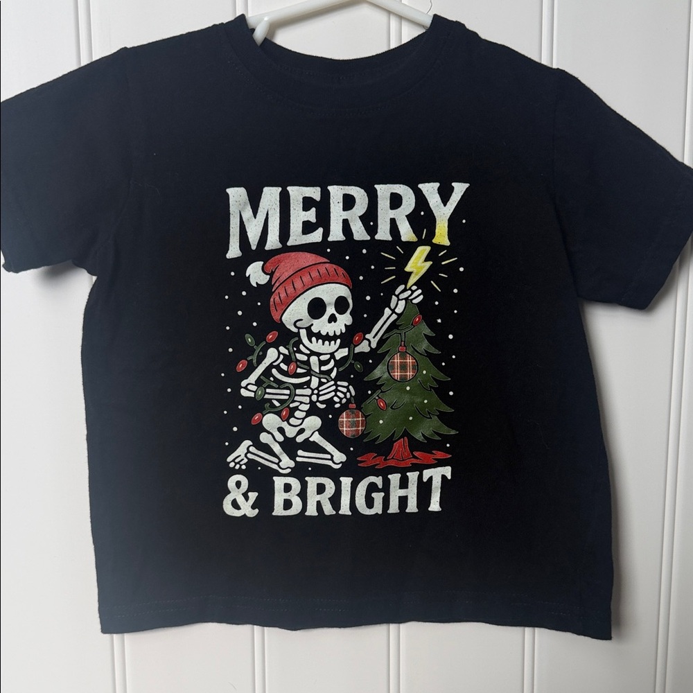 Merry & Bright Kids Black T-Shirt